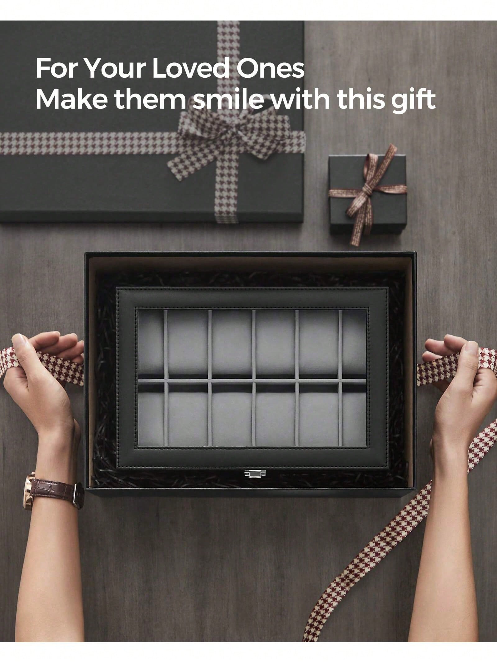 12-Slot Lockable Watch Box wit - Leather Watch Strap review and price