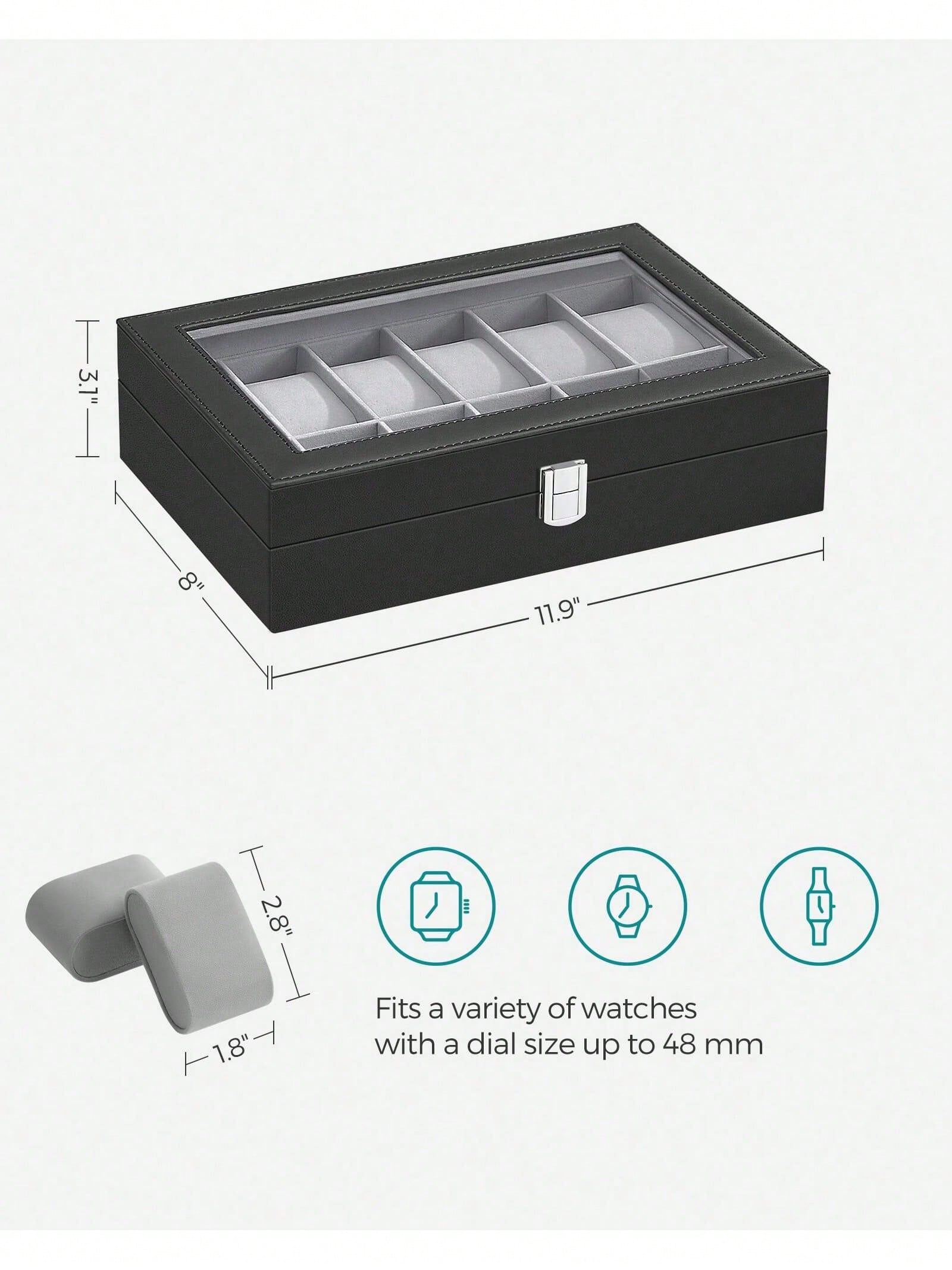 12-Slot Lockable Watch Box wit - Leather Watch Strap review and price