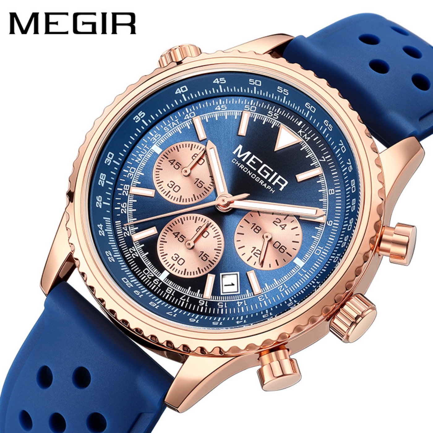 MEGIR Silver Black Quartz Watc - Leather Watch Strap review and price
