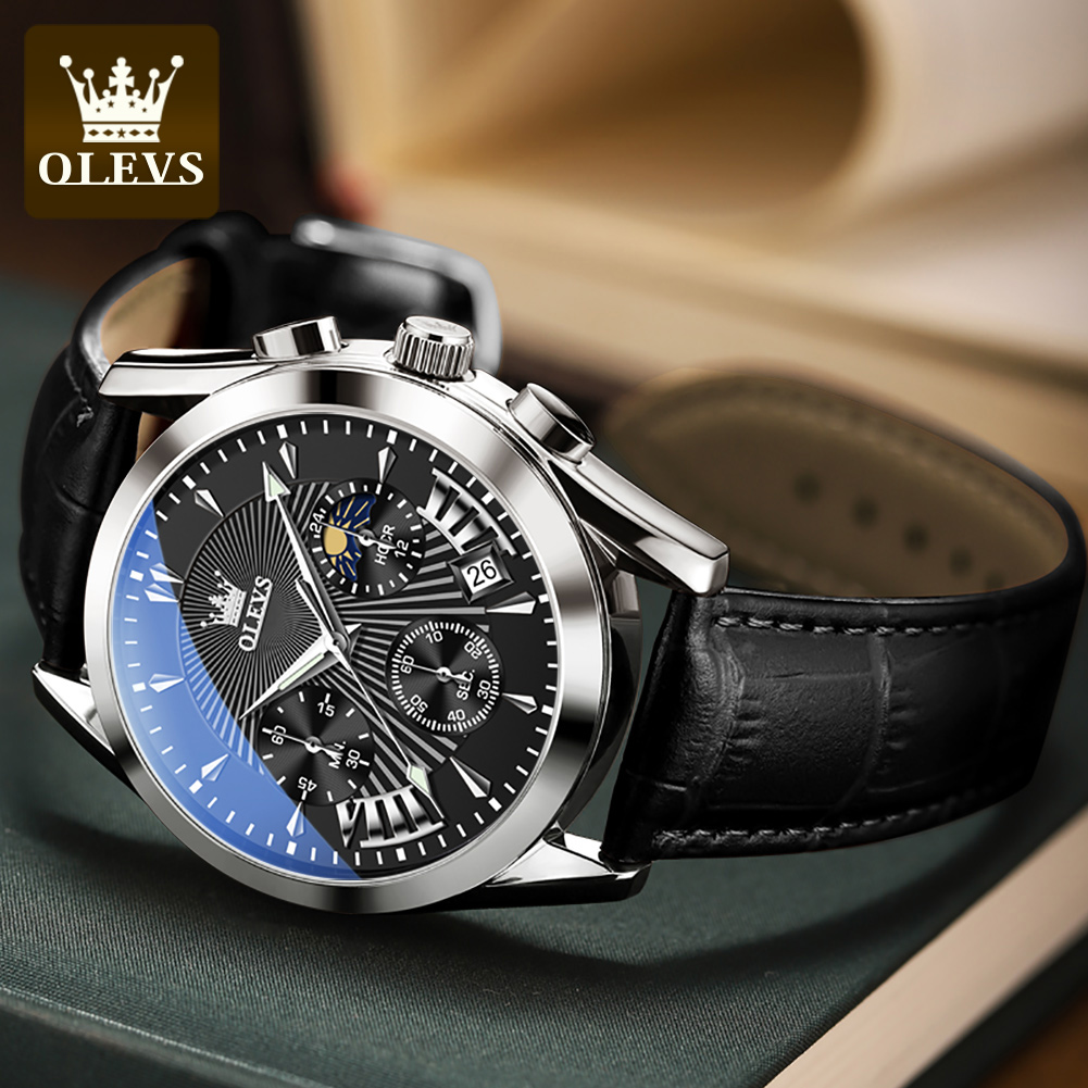 OLEVS casual fashion men's wat - Leather Watch Strap review and price